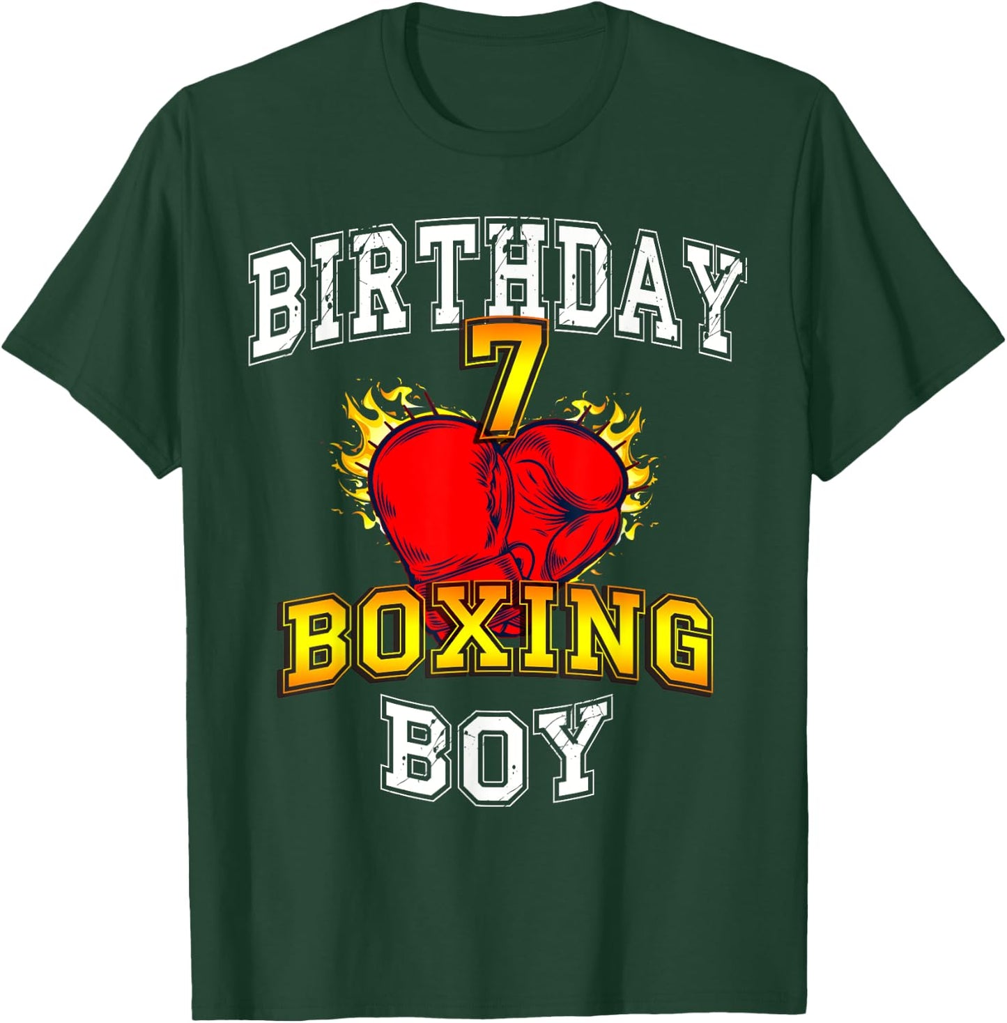 7th Birthday Boy Shirt - Boxing 7 years old kid T-Shirt - T-Shirt | Forest