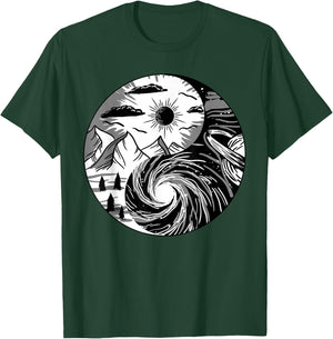 Nature Outer Space Yin Yang Retro Earth Galaxy Balance Gift T-Shirt - T-Shirt | Forest