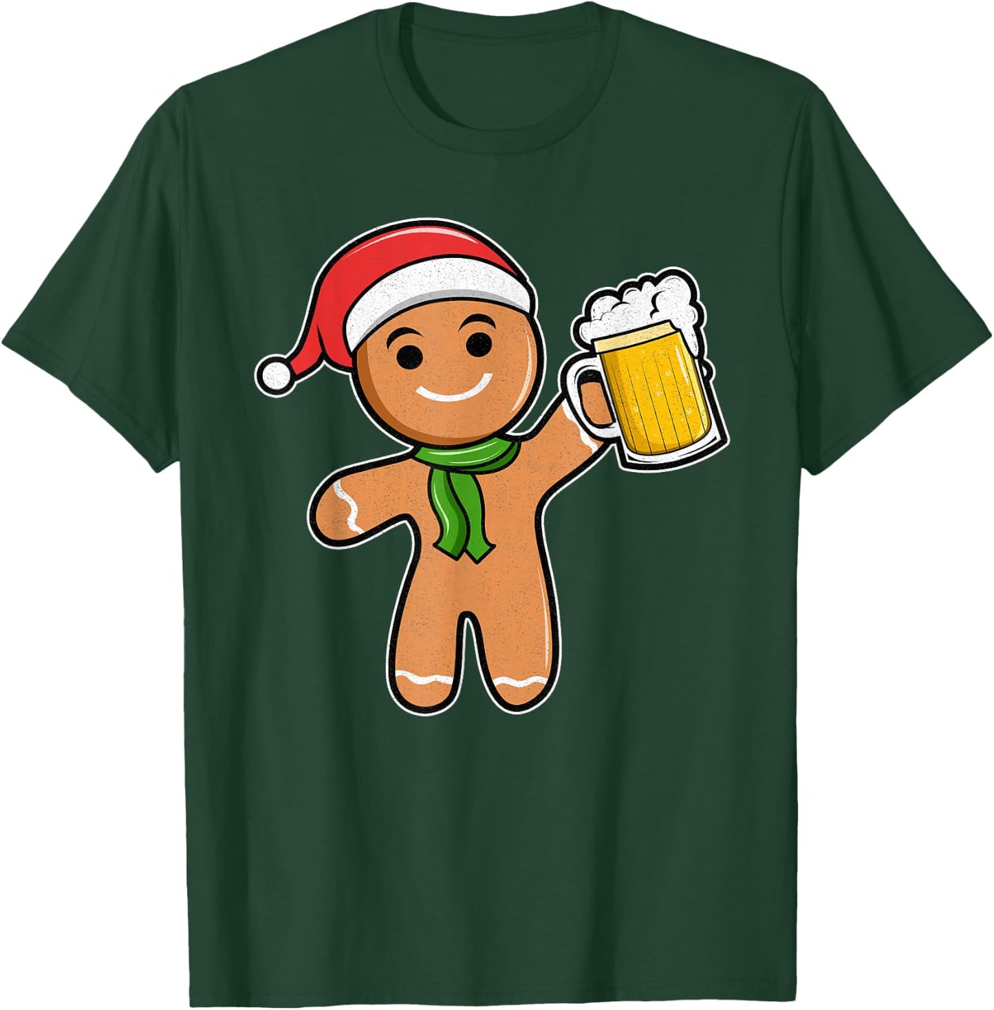 Gingerbread Man Beer Christmas T-Shirt - T-Shirt | Forest