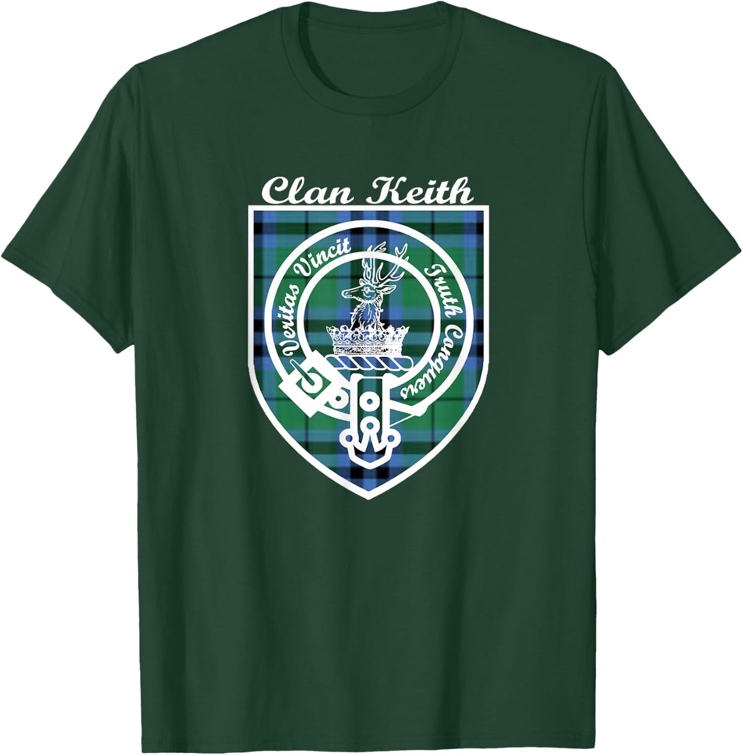 Keith surname last name Scottish Clan tartan badge crest T-Shirt - T-Shirt | Forest