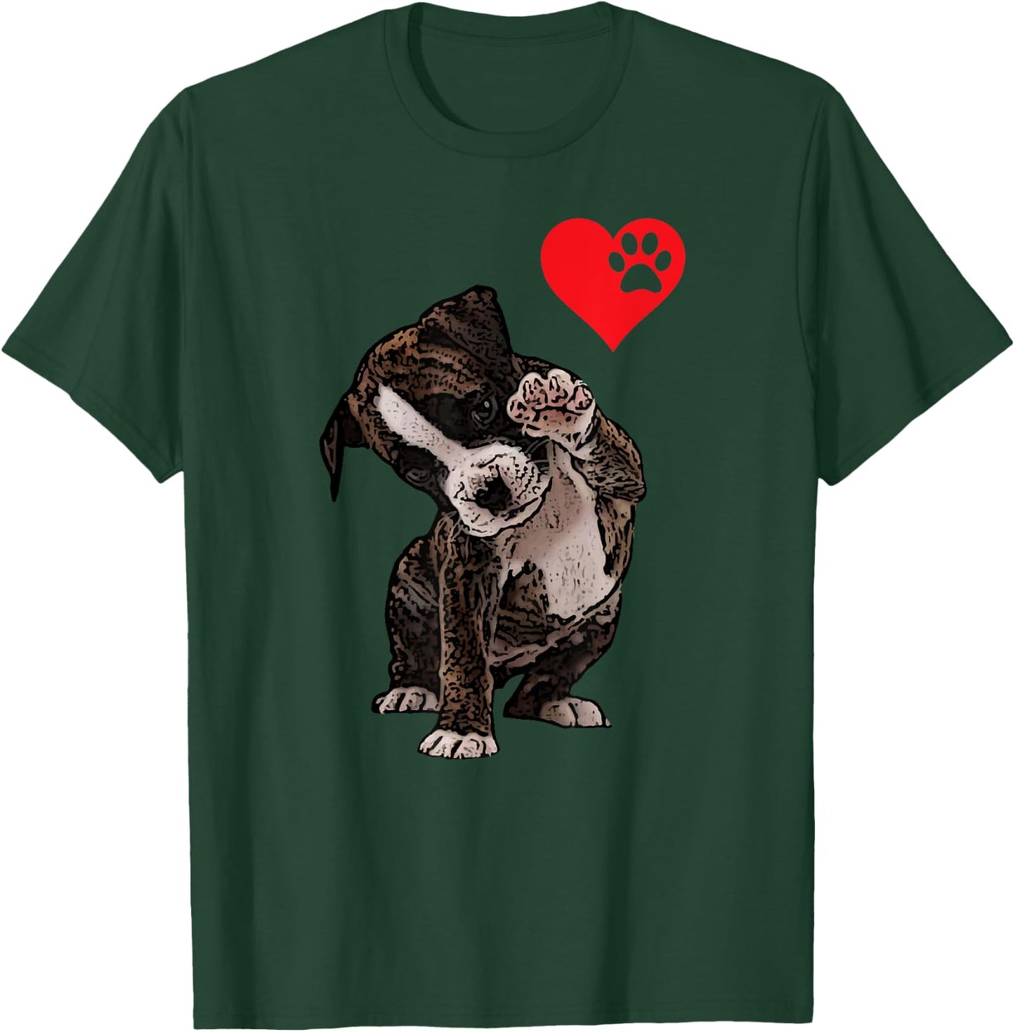 High Five Heart Bulldog Pup I Love Boxer Dog Lovers Bulldogs T-Shirt - T-Shirt | Forest
