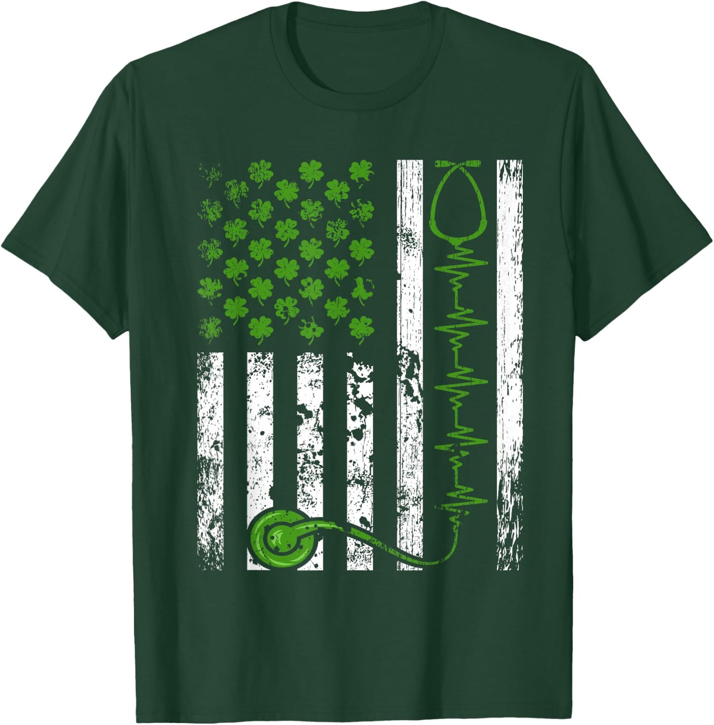 Irish Nurse St Patrick's Day Shirt Nurse Irish American Flag T-Shirt - T-Shirt | Forest