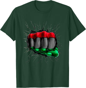 Pan African UNIA Flag Fist Shirt T-Shirt - T-Shirt | Forest