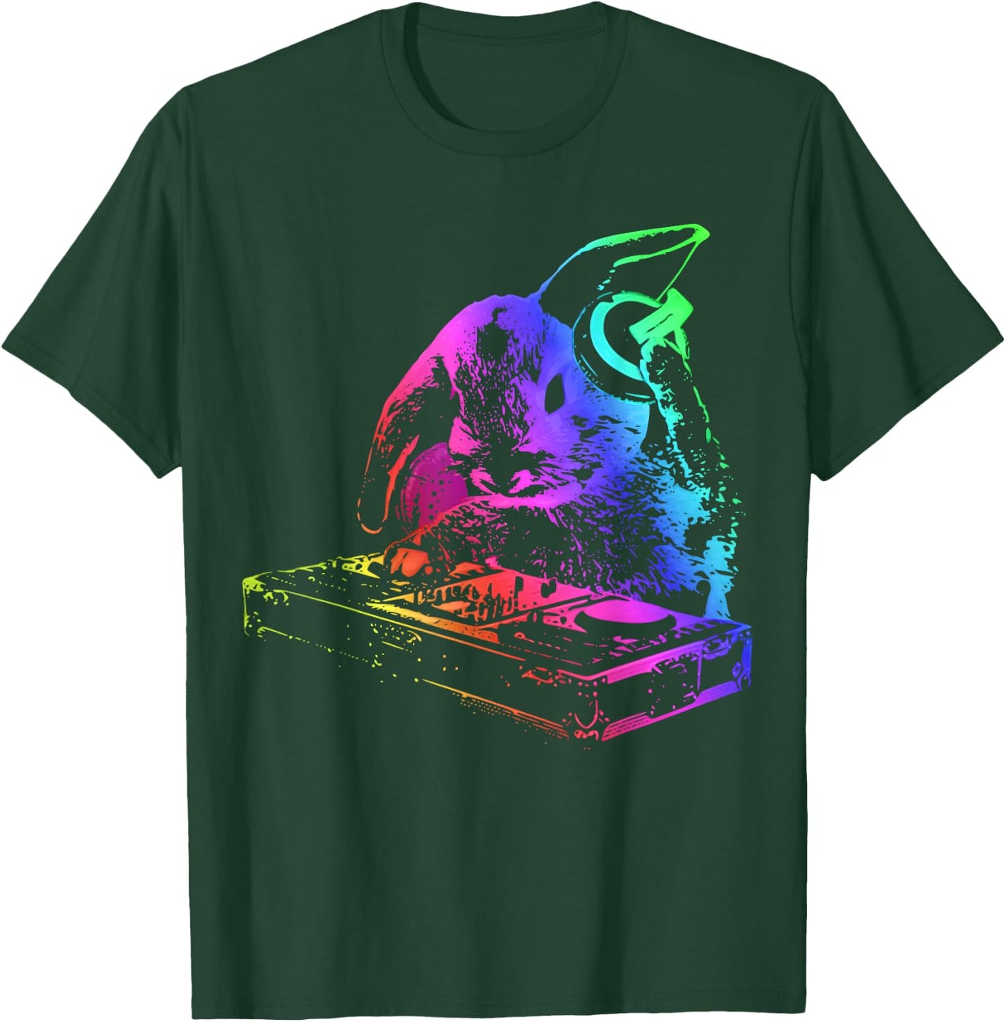 Bunny Rabbit With Mixer and Headphones T-Shirt - T-Shirt | Forest