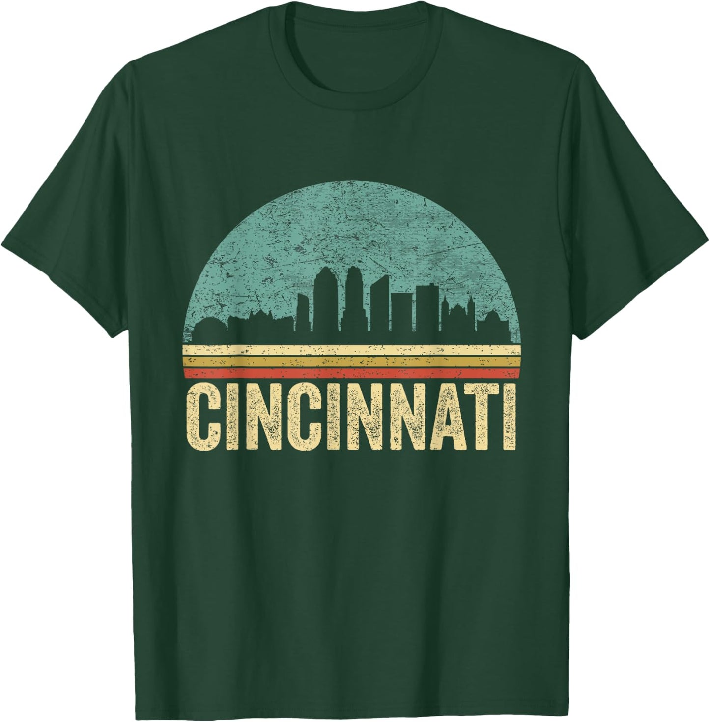 Retro Vintage Cincinnati Shirt Skyline 70s 80s Souvenir T-Shirt - T-Shirt | Forest