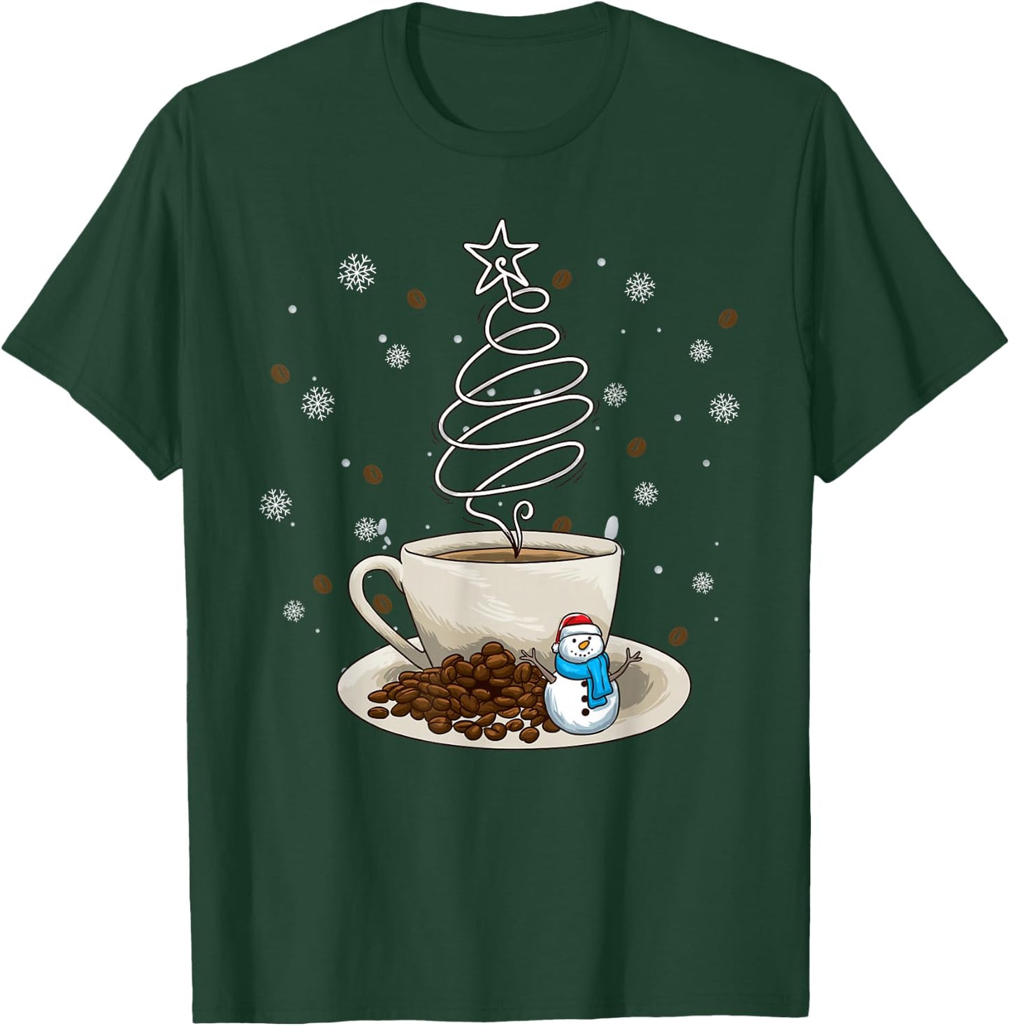 Fun Winter Snowman Holiday Coffee Drinker Barista T-Shirt - T-Shirt | Forest