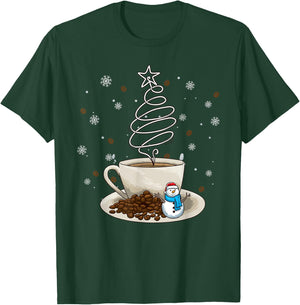 Fun Winter Snowman Holiday Coffee Drinker Barista T-Shirt - T-Shirt | Forest