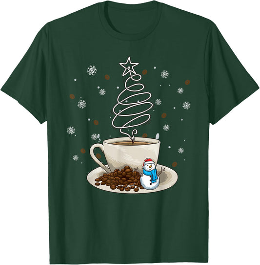 Fun Winter Snowman Holiday Coffee Drinker Barista T-Shirt - T-Shirt | Forest