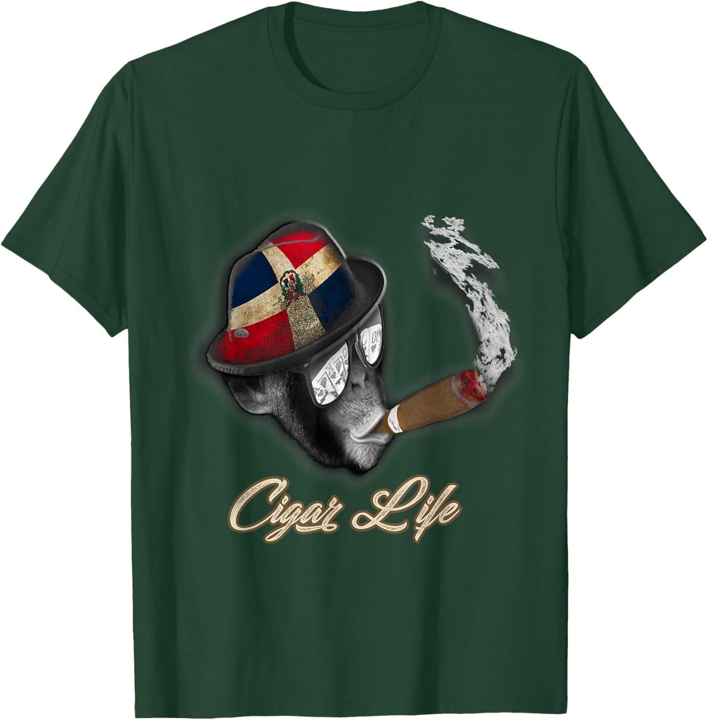 Dominican Flag Cigar Smoking monkey T-Shirt - T-Shirt | Forest