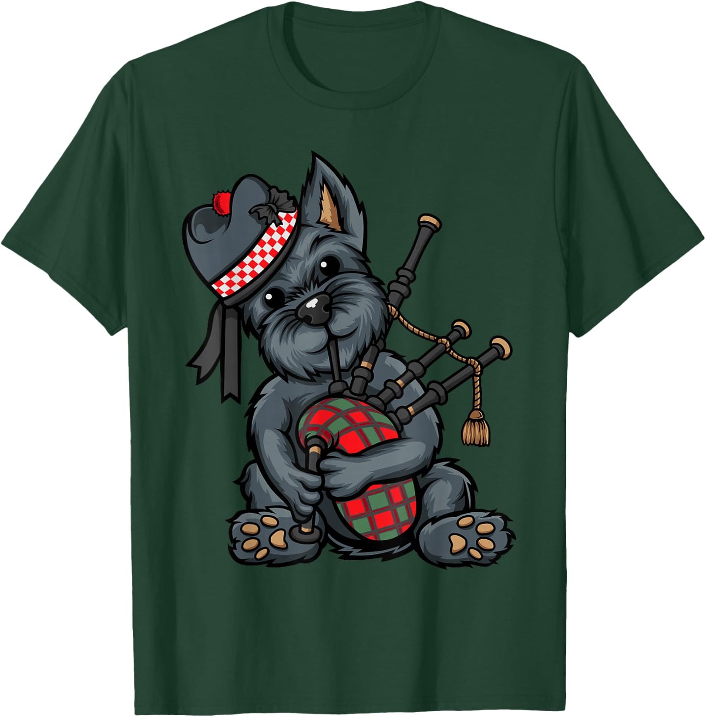 Funny Tartan Day Scottish Terrier Bagpipe T-Shirt - T-Shirt | Forest