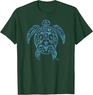 Honu Green Sea Turtle Hawaiian Tribal Turtle Shirt T-Shirt - T-Shirt | Forest