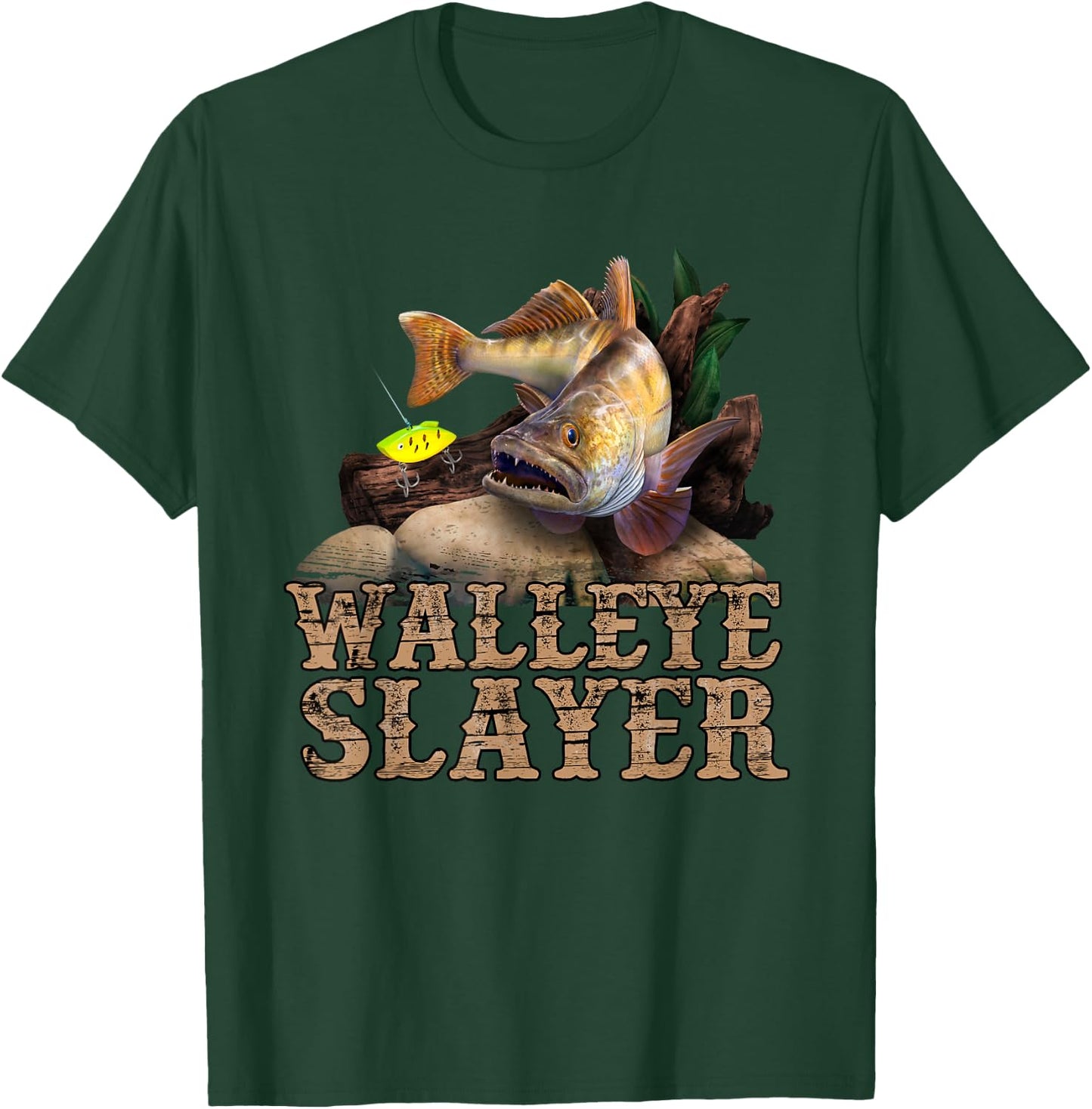 Walleye Fishing Funny Quote Walleye Slayer T-Shirt - T-Shirt | Forest
