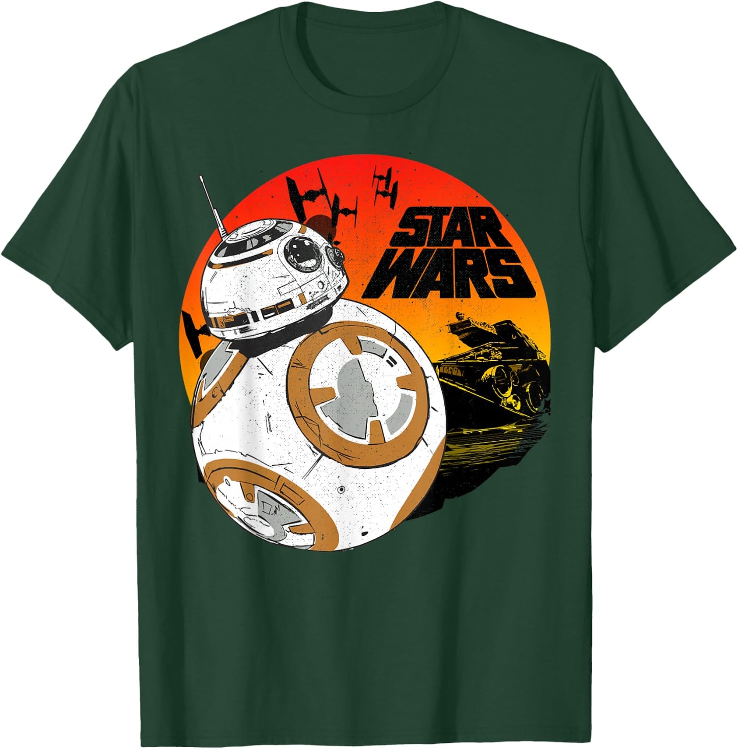 Star Wars Last Jedi BB-8 Retro Sunset Rollabout T-Shirt - T-Shirt | Forest