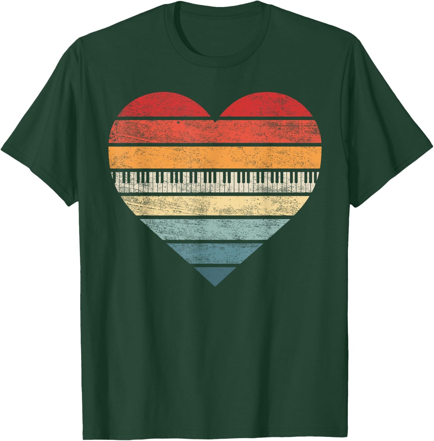 Pianist Gifts Retro Sunset Piano Keyboard Player Teacher T-Shirt - T-Shirt | Forest