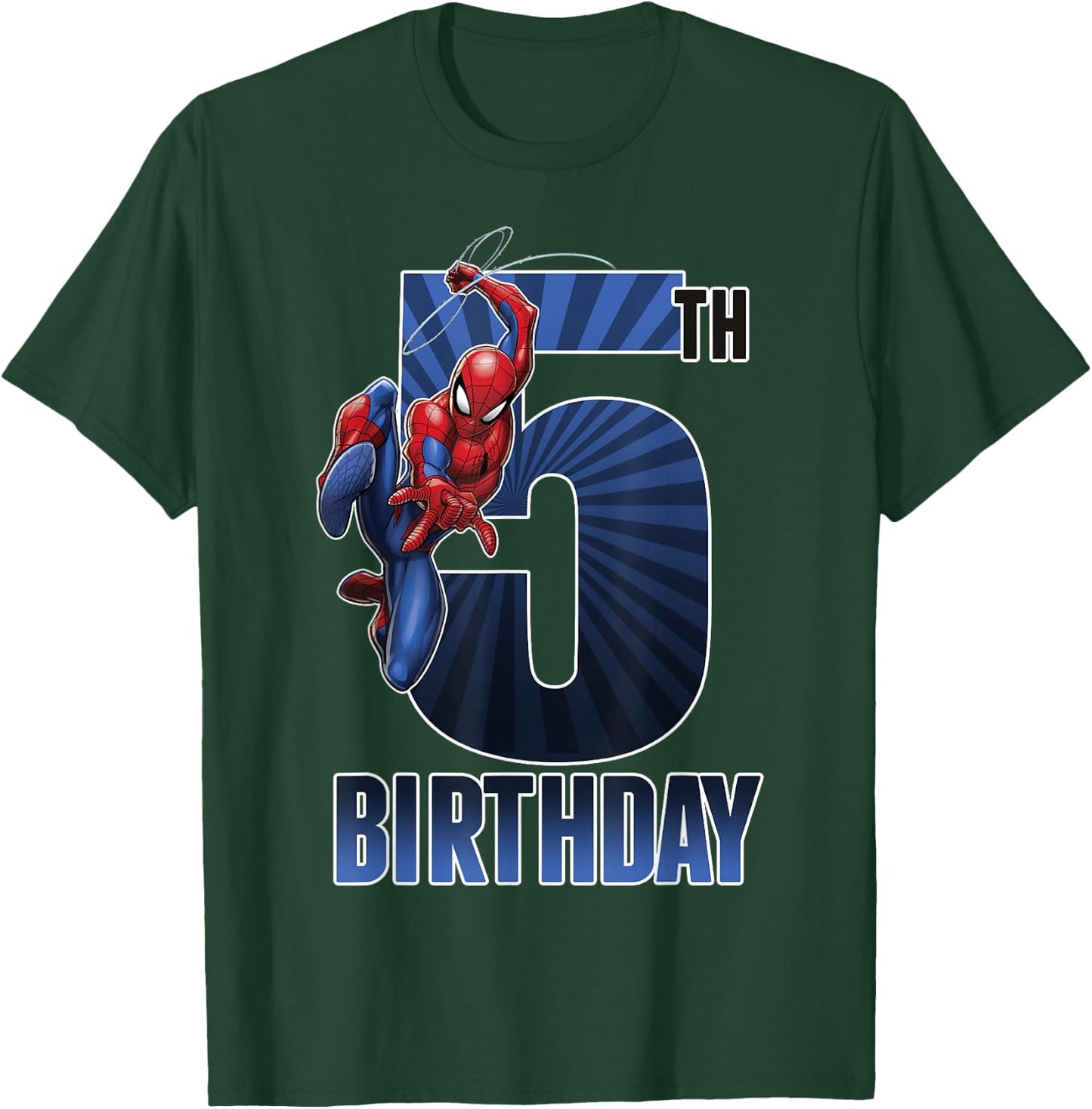 Marvel Spider-Man Swinging 5th Birthday Graphic Small T-Shirt - T-Shirt | Forest