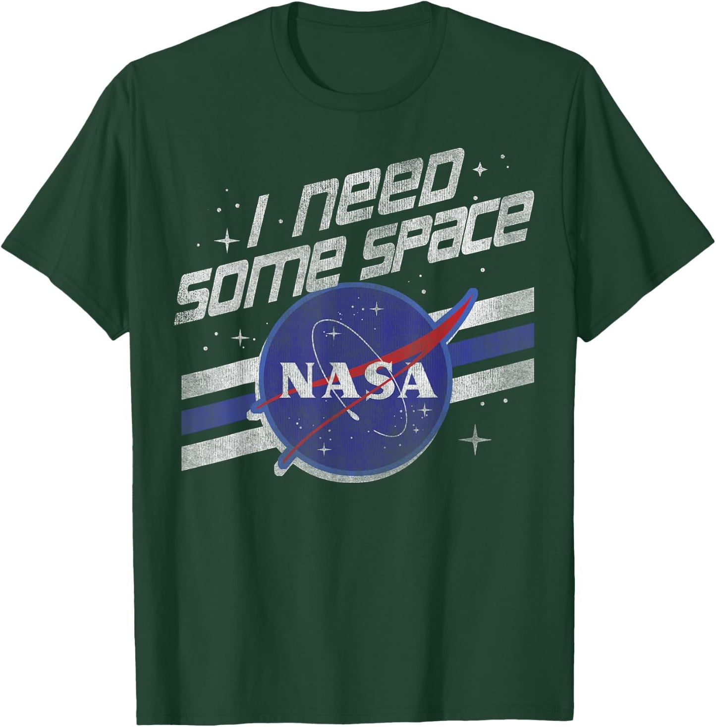 NASA I Need Some Space Vintage Retro Stripe Badge T-Shirt - T-Shirt | Forest