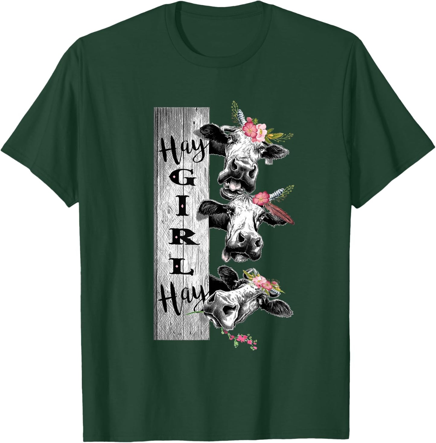 Heifer Hay Girl Hay Crazy Cow With Boho Flowers Shirt T-Shirt - T-Shirt | Forest