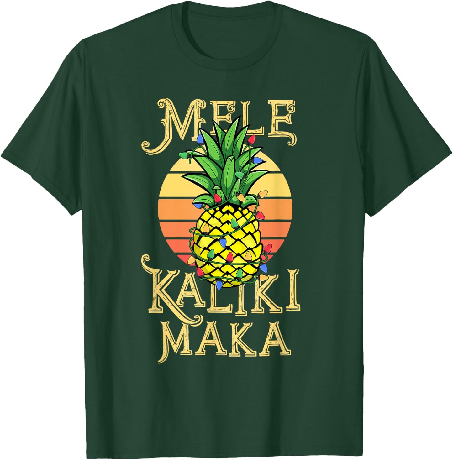 Mele Kalikimaka Hawaiian Christmas Retro Vintage Sunset T-Shirt - T-Shirt | Forest