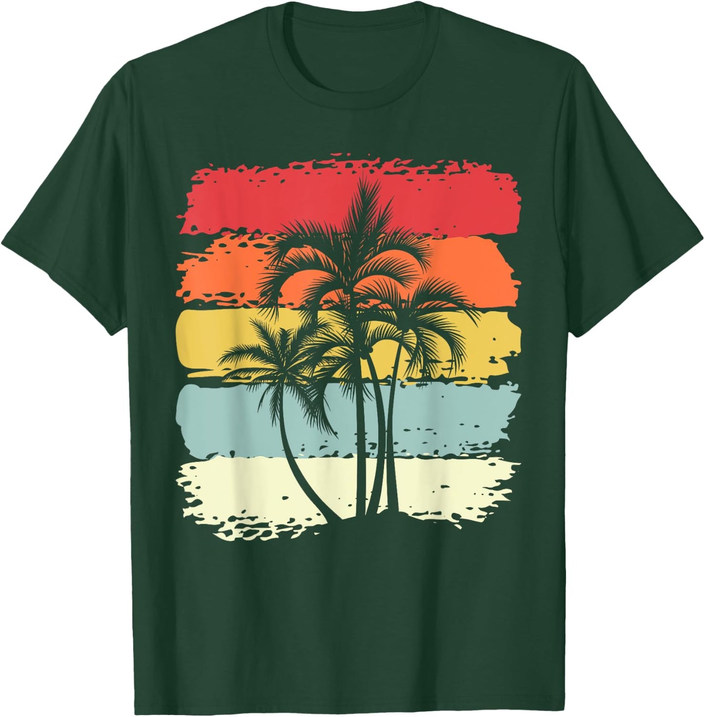 Palm Tree Retro Style Tropical Beach T-Shirt - T-Shirt | Forest