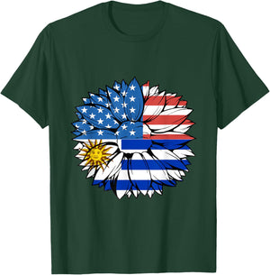Uruguay Uruguayan Flag USA Sunflower Uruguayan Pride T-Shirt - T-Shirt | Forest