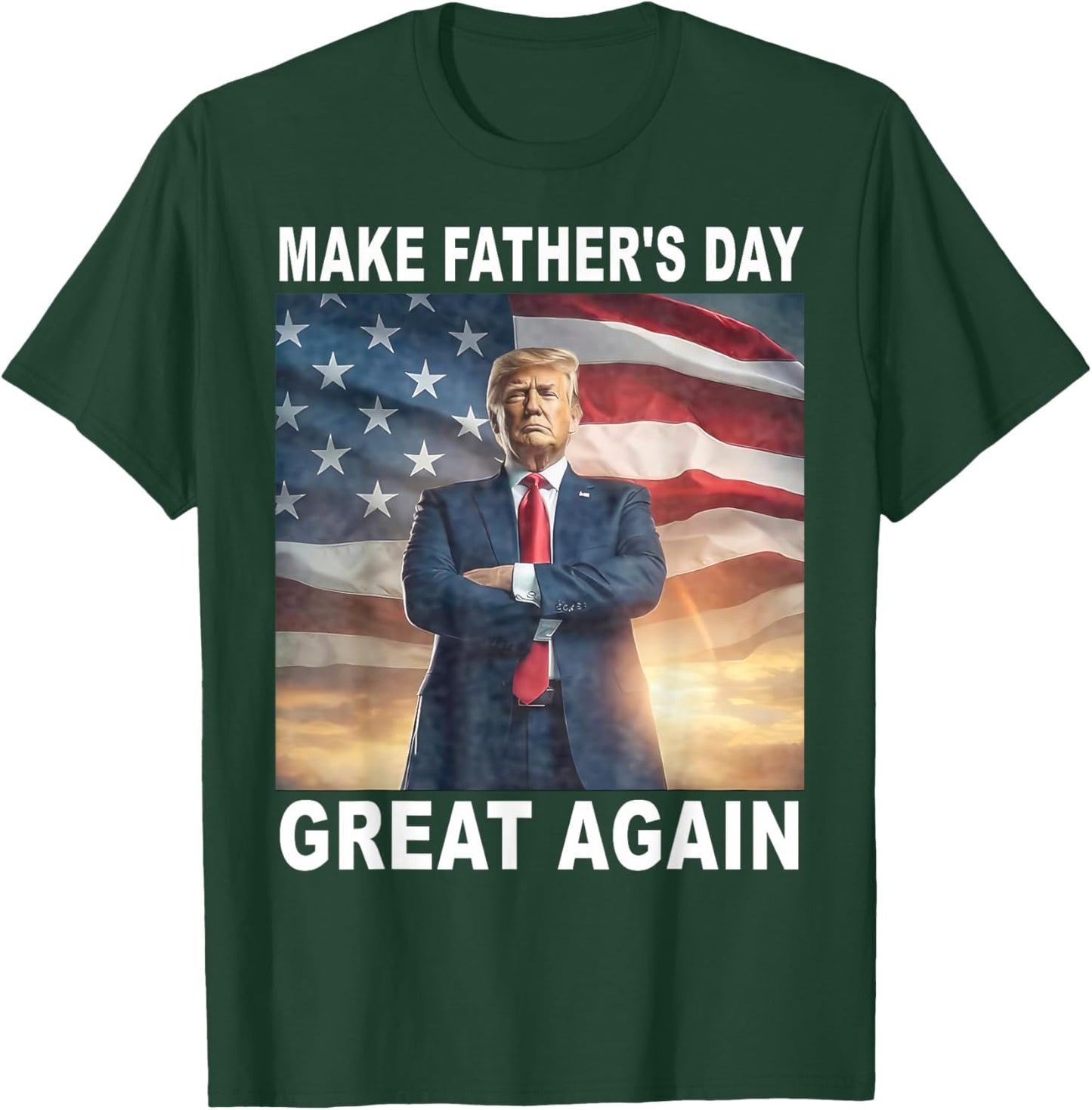 Funny Trump Dad Make Father's Day Great Again USA Flag T-Shirt - T-Shirt | Forest