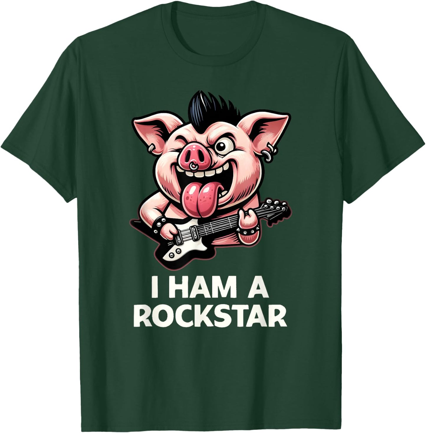 Funny I Ham A Rock Star, Ironic Cool Rock Music Pig, Band T-Shirt - T-Shirt | Forest
