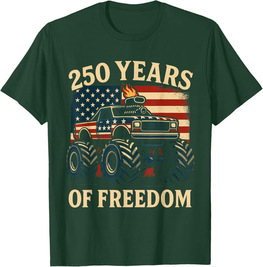 Monster Truck 250th Anniversary America July 4th Patriotic T-Shirt - T-Shirt | Forest
