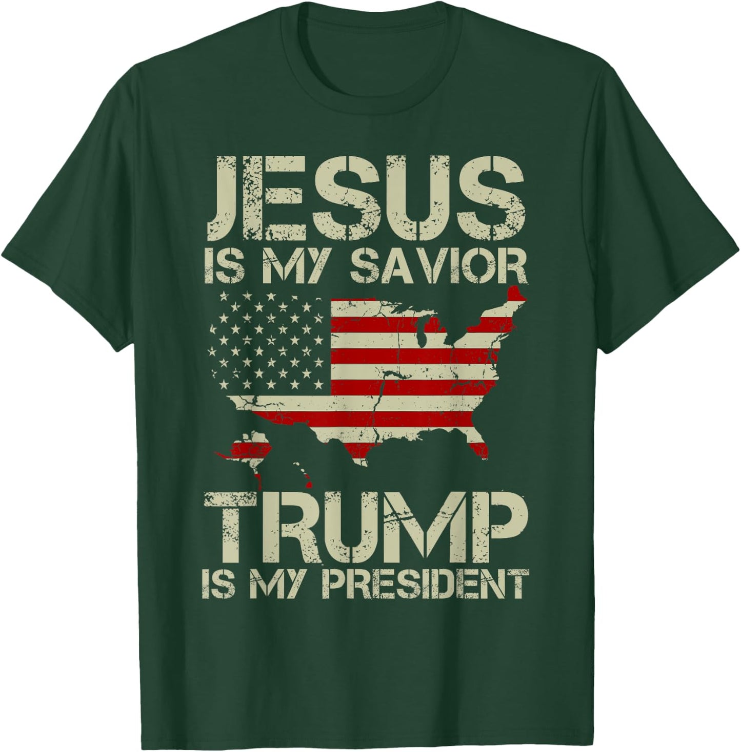 Jesus Is My Savior Trump Is My President Shirt women T-Shirt - T-Shirt | Forest