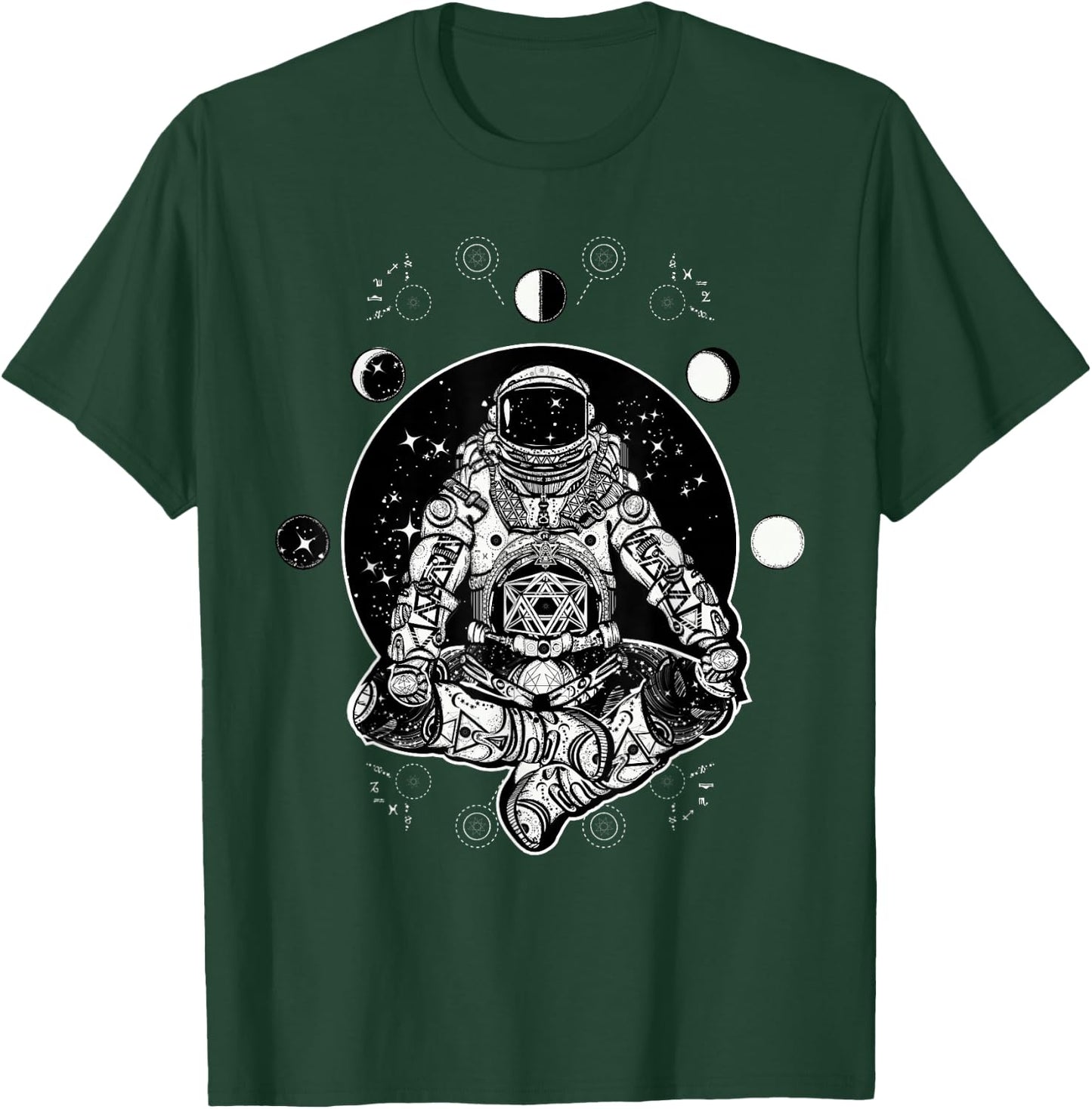 Future Astronaut - Moon Phases Zen Psychonaut T-Shirt - T-Shirt | Forest