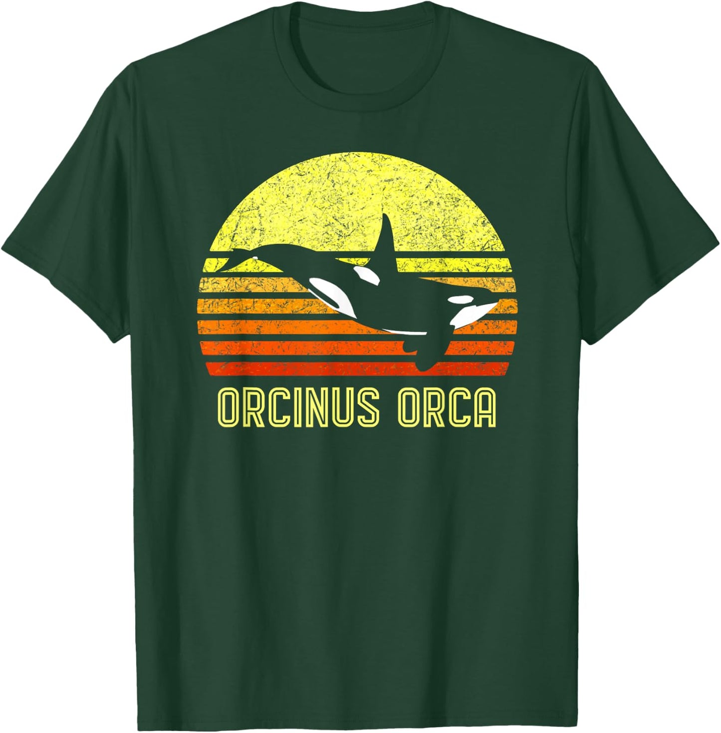 Orca Killer Whale Dolphin Marine Science Biologist Retro Sun T-Shirt - T-Shirt | Forest