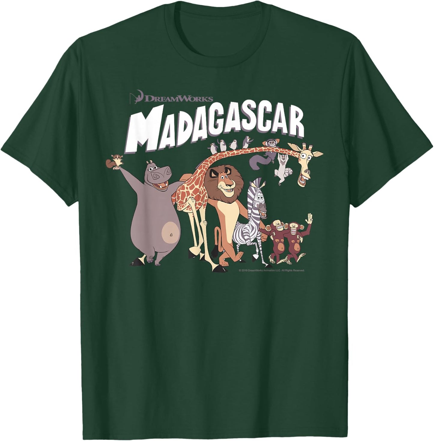Madagascar Cartoon Group Shot Movie Logo Small T-Shirt - T-Shirt | Forest