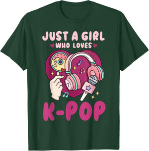 K-Pop & Anime Lovers -Kids Black K-Pop Theme Girls T-Shirt - T-Shirt | Forest