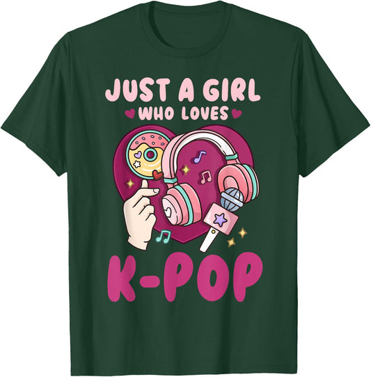 K-Pop & Anime Lovers -Kids Black K-Pop Theme Girls T-Shirt - T-Shirt | Forest
