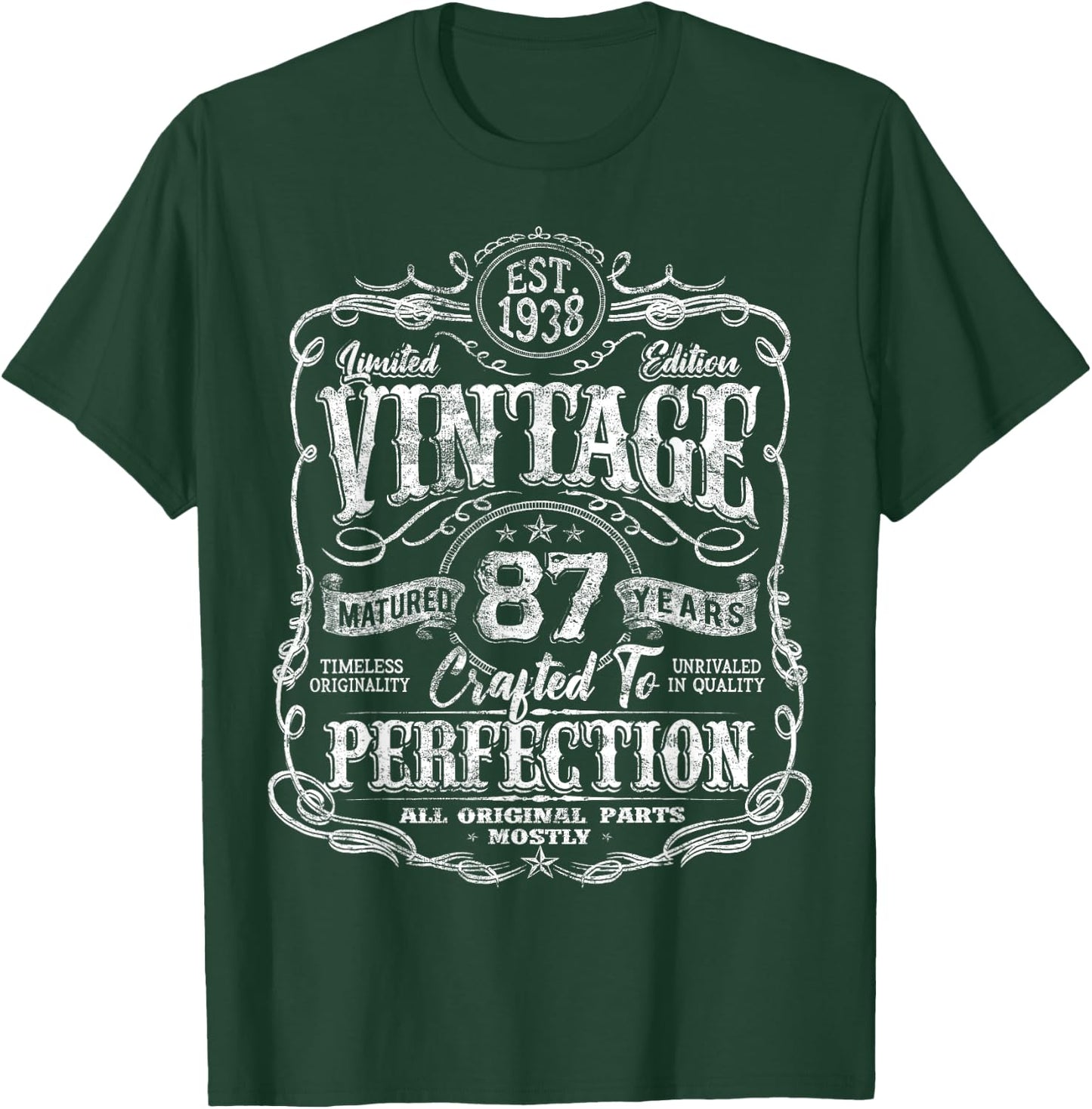 Vintage 1938 Limited Edition Shirt 87 year old 87th Birthday T-Shirt - T-Shirt | Forest