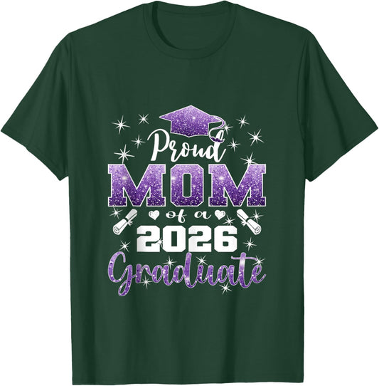 Super Proud Mom of 2026 Graduate Senior Graduation Family T-Shirt - T-Shirt | Forest