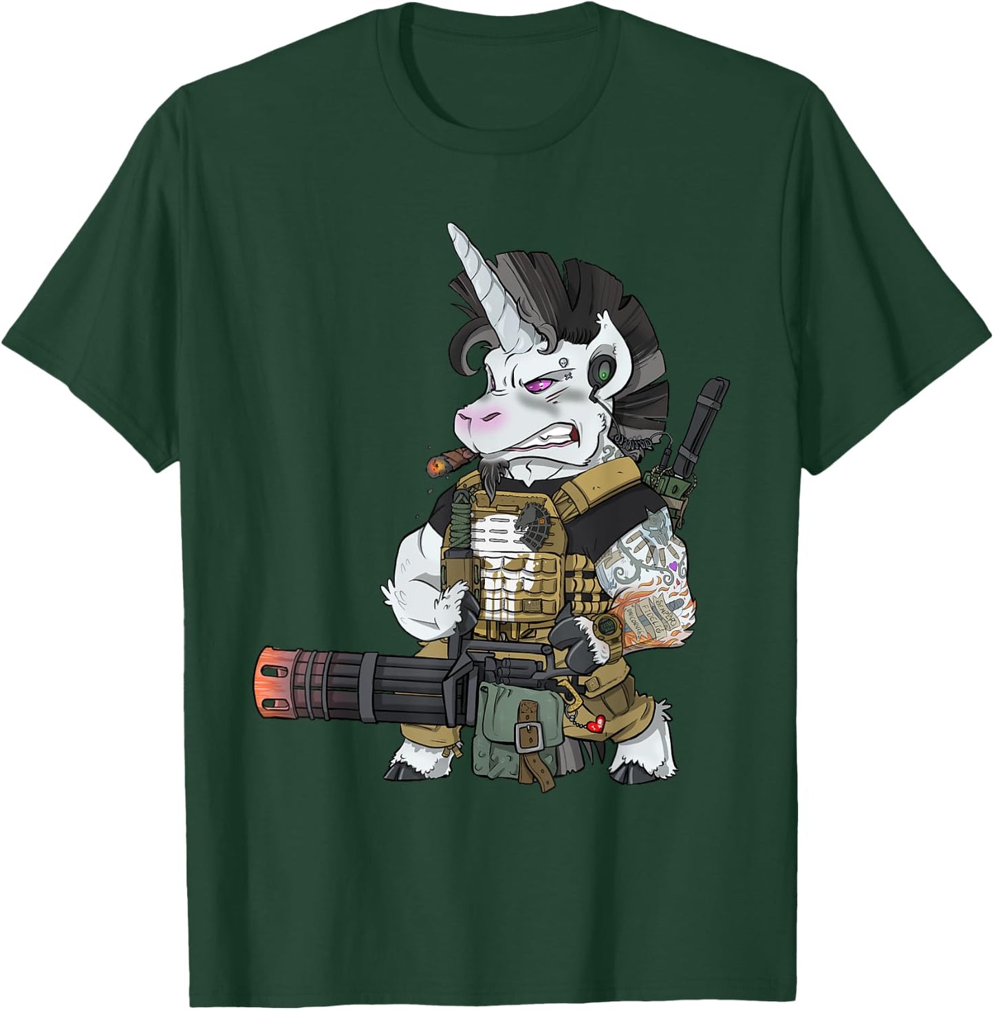 Tactical Unicorn Soldier Patriot Veteran T-Shirt - T-Shirt | Forest
