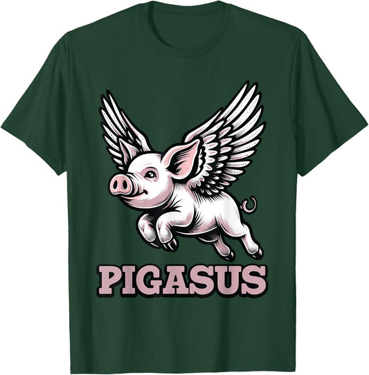 Pigasus Flying Pig Animal Mythical Pig Lover T-Shirt - T-Shirt | Forest