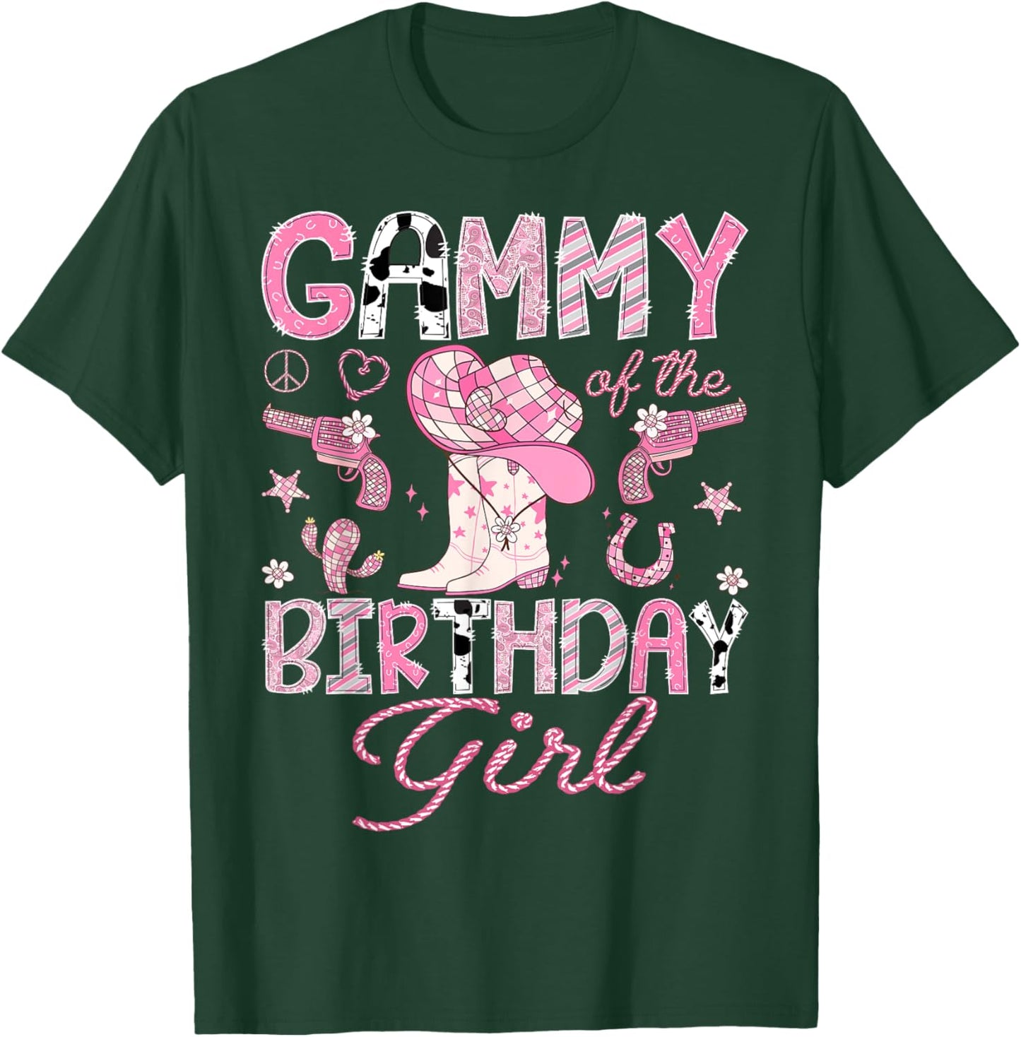 Gammy Of the Birthday Girl Pink CowGirl Western Rodeo T-Shirt - T-Shirt | Forest