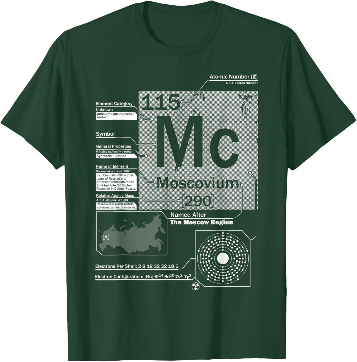 Moscovium (Mc) Element 115 | Science Chemistry T-Shirt - T-Shirt | Forest