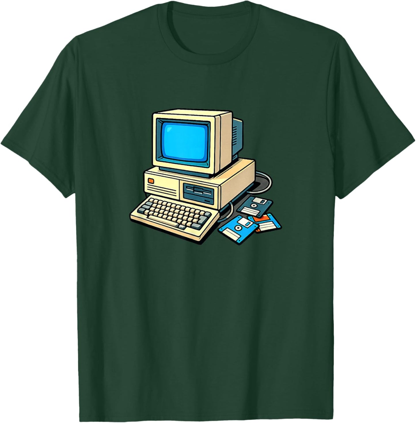 Retro Computer - Vintage Tech - 1980's Computer Setup T-Shirt - T-Shirt | Forest
