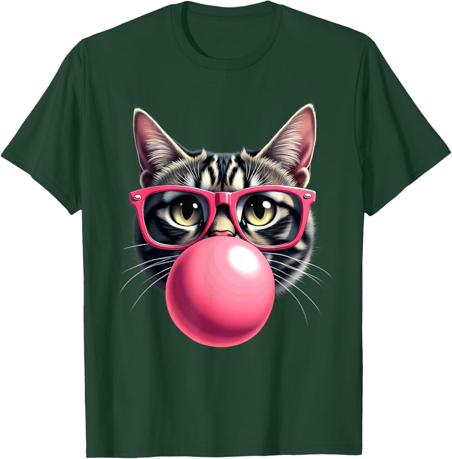 Cute Cat Blowing Bubble Gum T-Shirt - T-Shirt | Forest