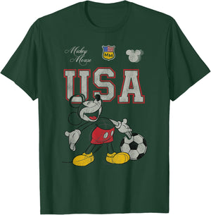 Disney Mickey and Friends USA Mickey Football Soccer Sketch T-Shirt - T-Shirt | Forest