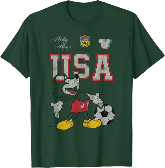 Disney Mickey and Friends USA Mickey Football Soccer Sketch T-Shirt - T-Shirt | Forest