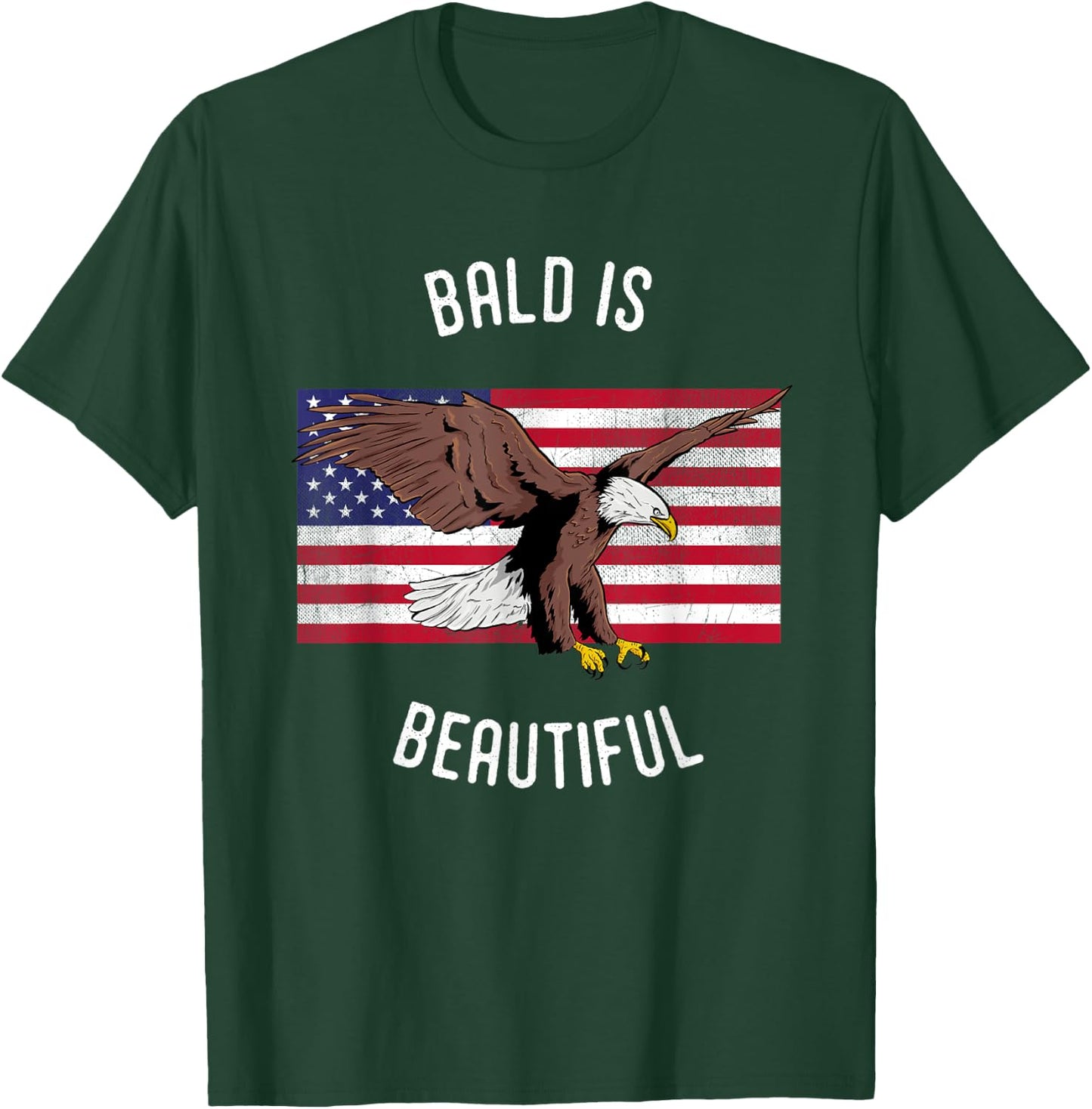 Funny Bald is Beautiful USA Bald Eagle T-Shirt - T-Shirt | Forest