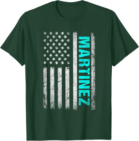 Martinez Name American Flag - Martinez Last Name T-Shirt - T-Shirt | Forest