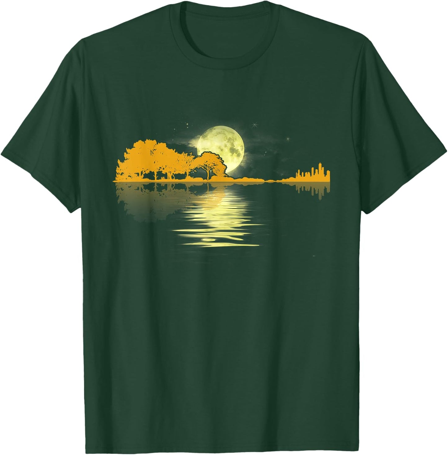 Guitar Lake Shadow Love Guitar Musician T-Shirt - T-Shirt | Forest