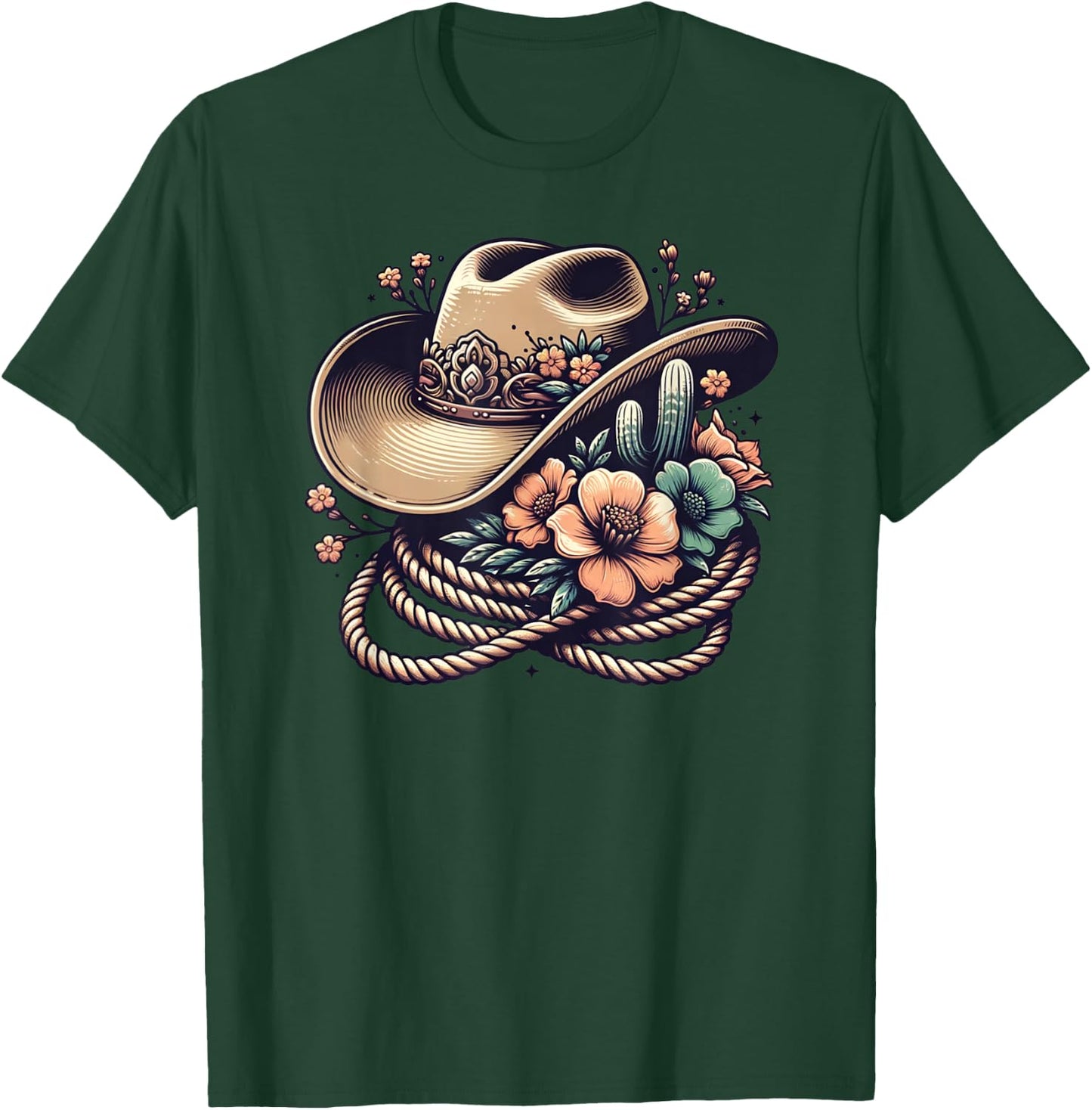 Western Country Cowgirl Vintage Western Country Rodeo Cowgirl Cowboy T-Shirt - T-Shirt | Forest