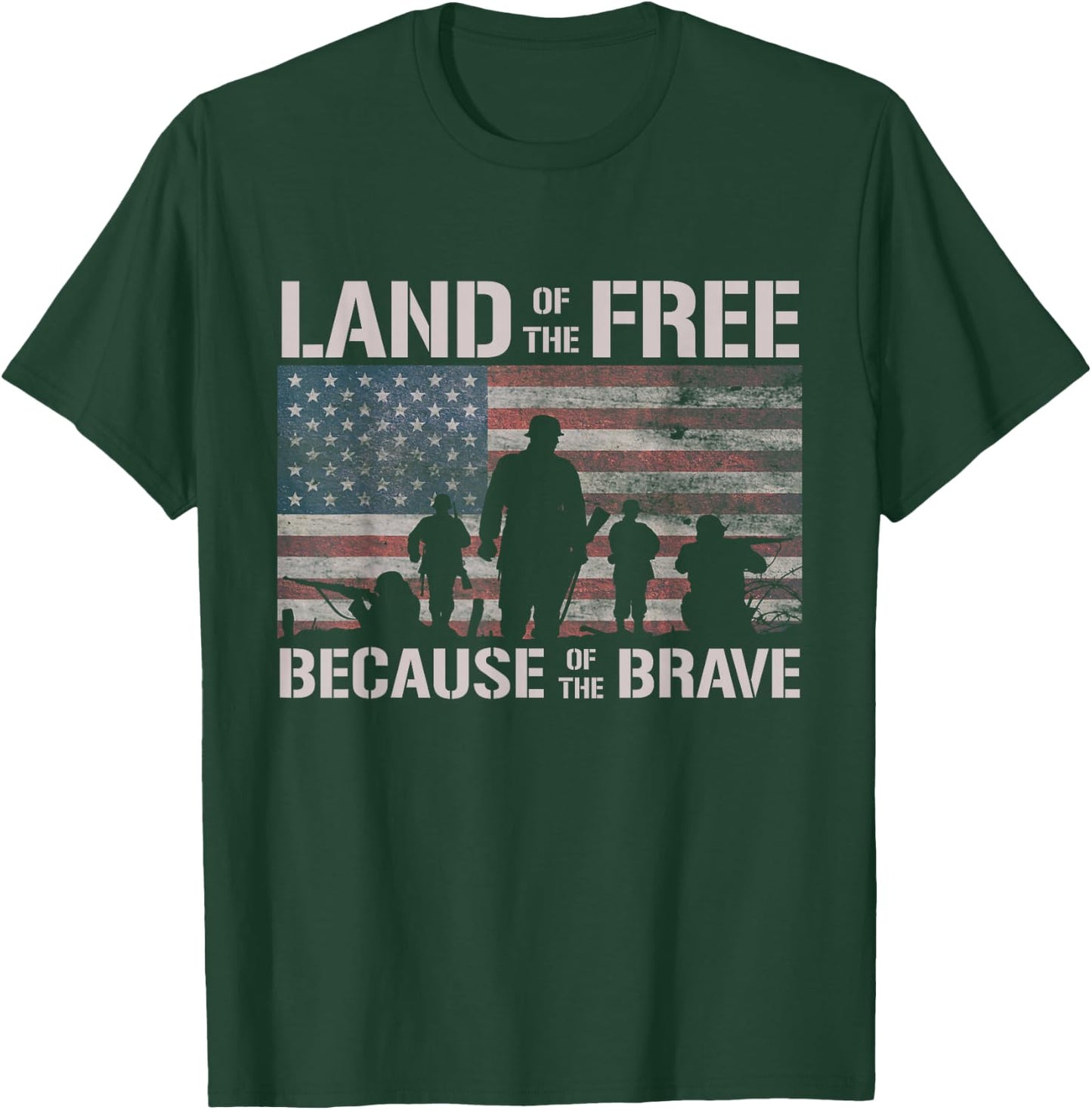 Land Of The Free Because Of The Brave American Flag T-Shirt - T-Shirt | Forest