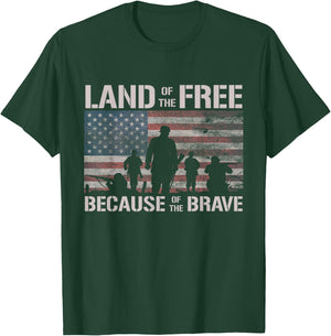 Land Of The Free Because Of The Brave American Flag T-Shirt - T-Shirt | Forest