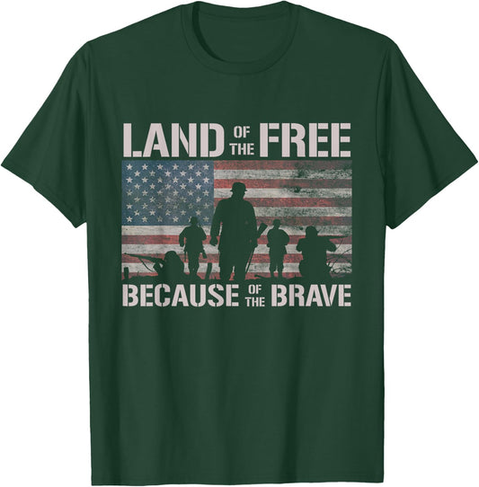 Land Of The Free Because Of The Brave American Flag T-Shirt - T-Shirt | Forest